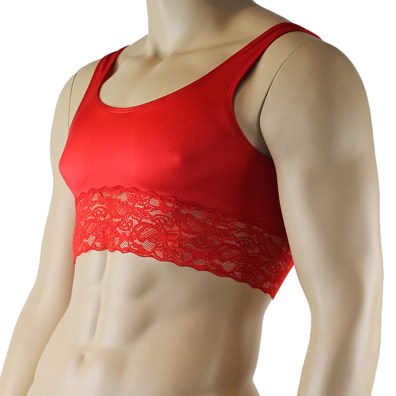 Male Lingerie Bra Camisole Top with Lace (red plus other colours)