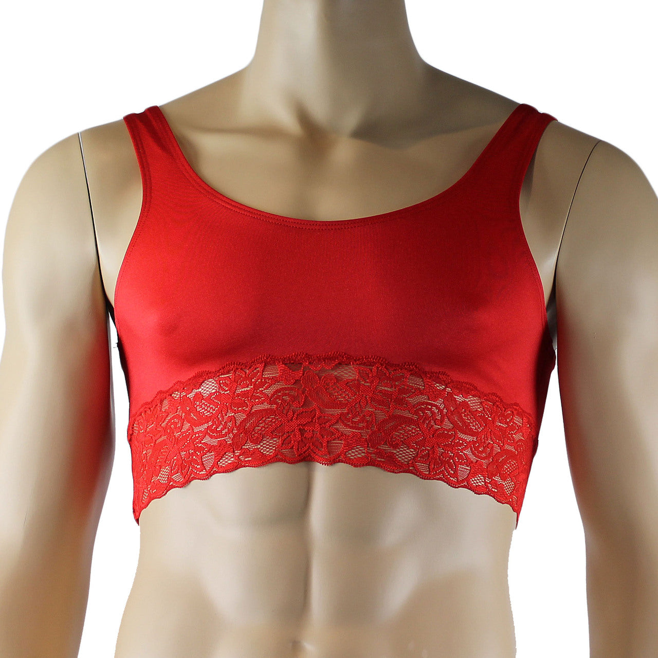Male Lingerie Bra Camisole Top with Lace (red plus other colours)
