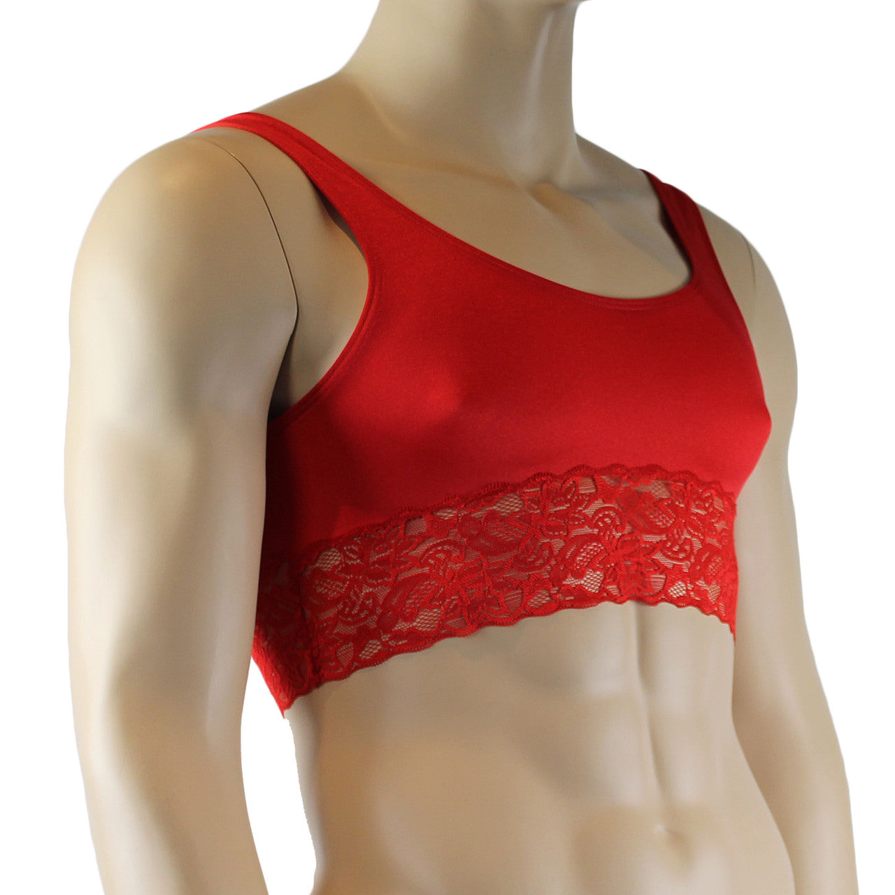 Male Lingerie Bra Camisole Top with Lace (red plus other colours)