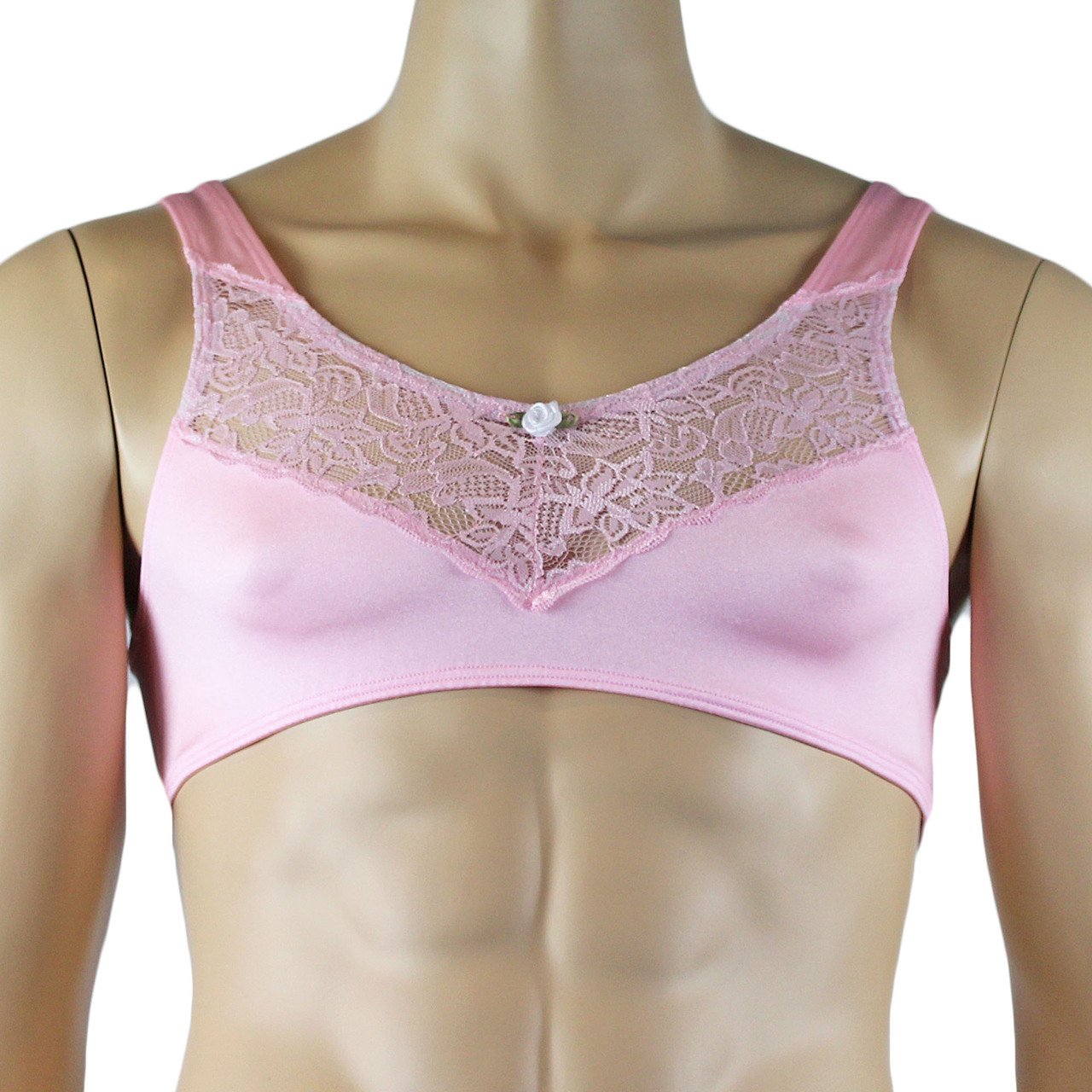 Male Lingerie Bra Top with V Lace front and G string Thong (light pink plus other colours)