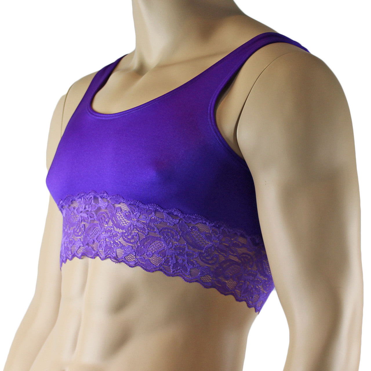 Male Lingerie Bra Camisole Top with Lace (purple plus other colours)