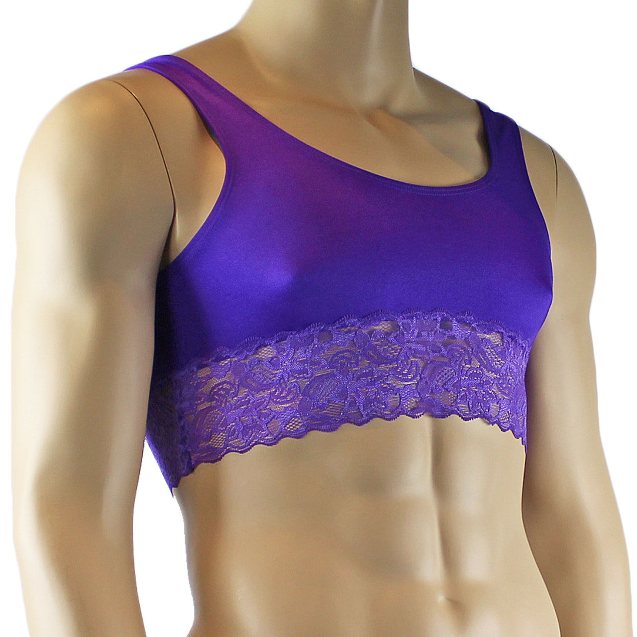 Male Lingerie Bra Camisole Top with Lace (purple plus other colours)