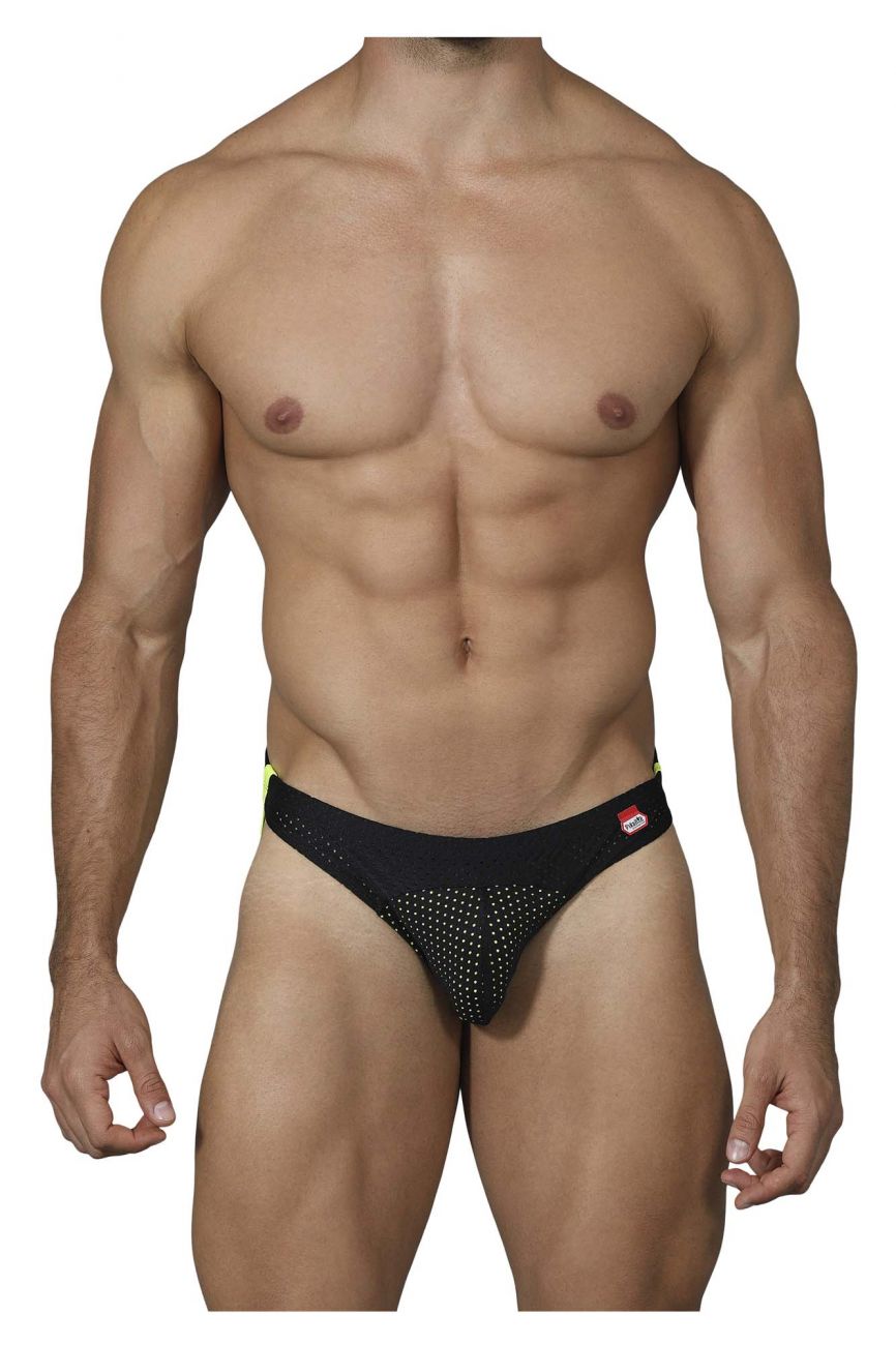 Pikante 0208 Click Athletic Mesh Jockstrap Black with Green