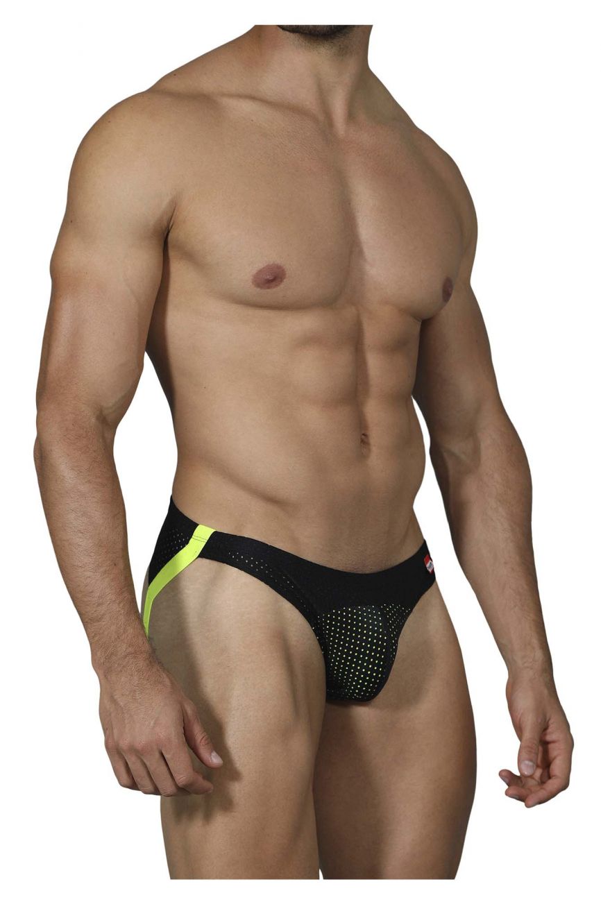 Pikante 0208 Click Athletic Mesh Jockstrap Black with Green