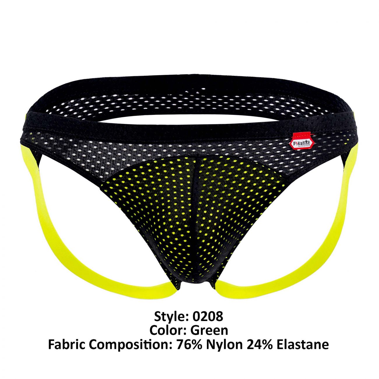 Pikante 0208 Click Athletic Mesh Jockstrap Black with Green