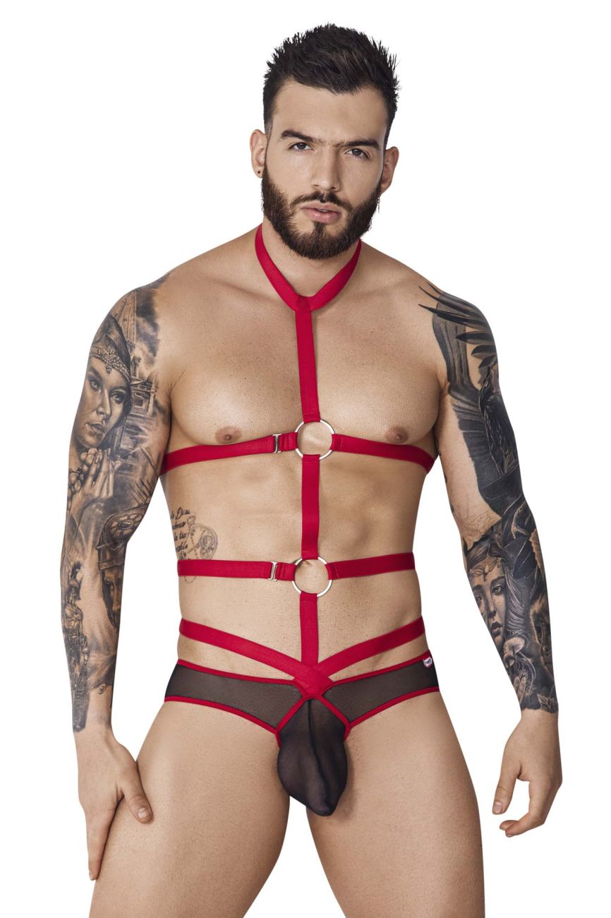 Pikante 1084 Lips Harness Briefs Red