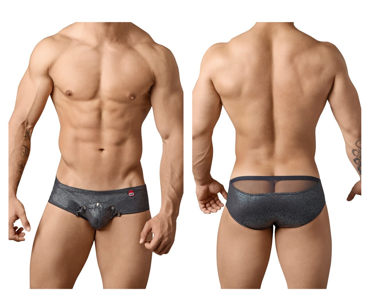 SALE - Mens Pikante Jordy Briefs with Snap Opening Front Black