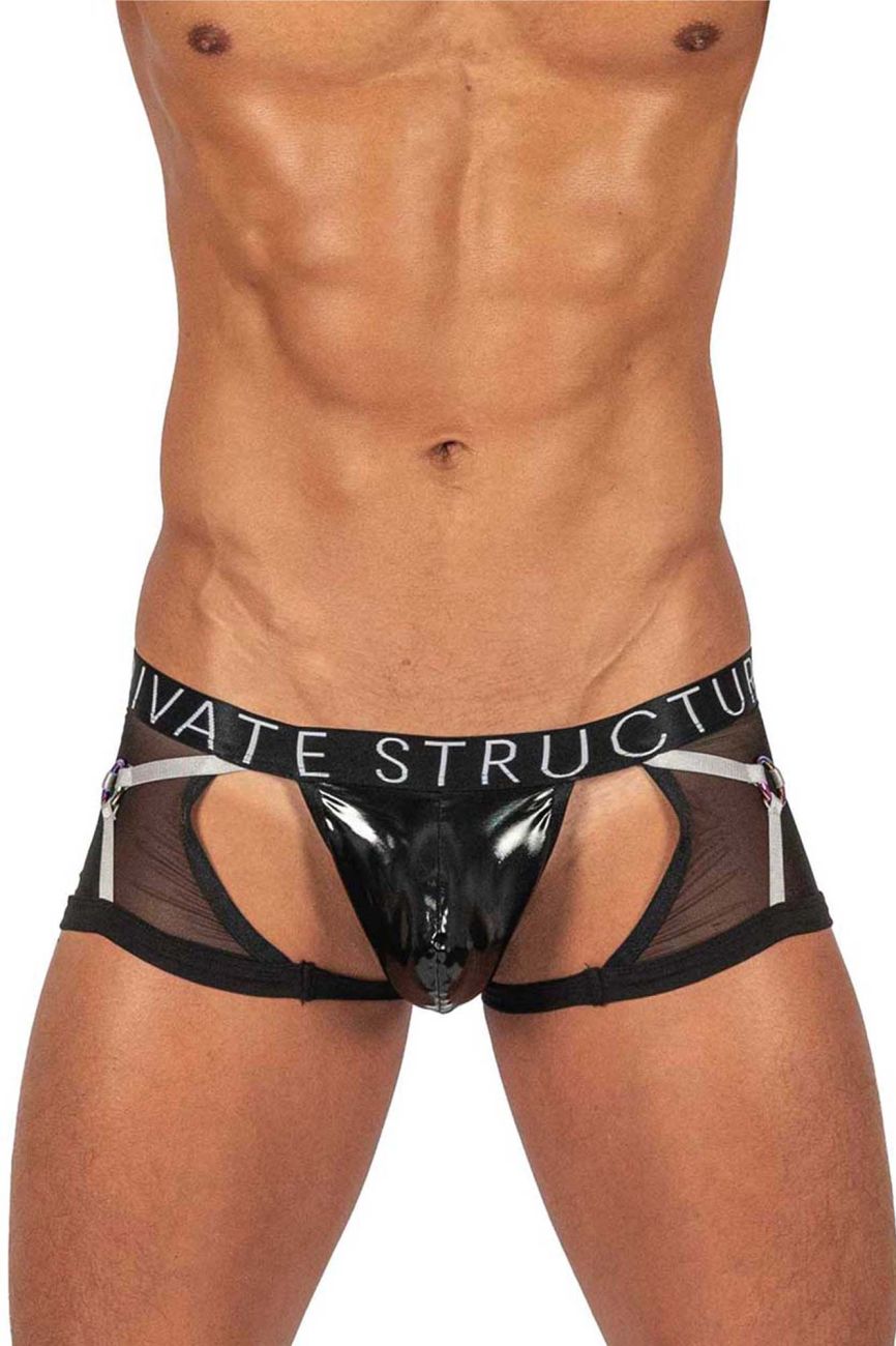 Private Structure LCUT4417 Alpha Low Waist Harness Trunks Black