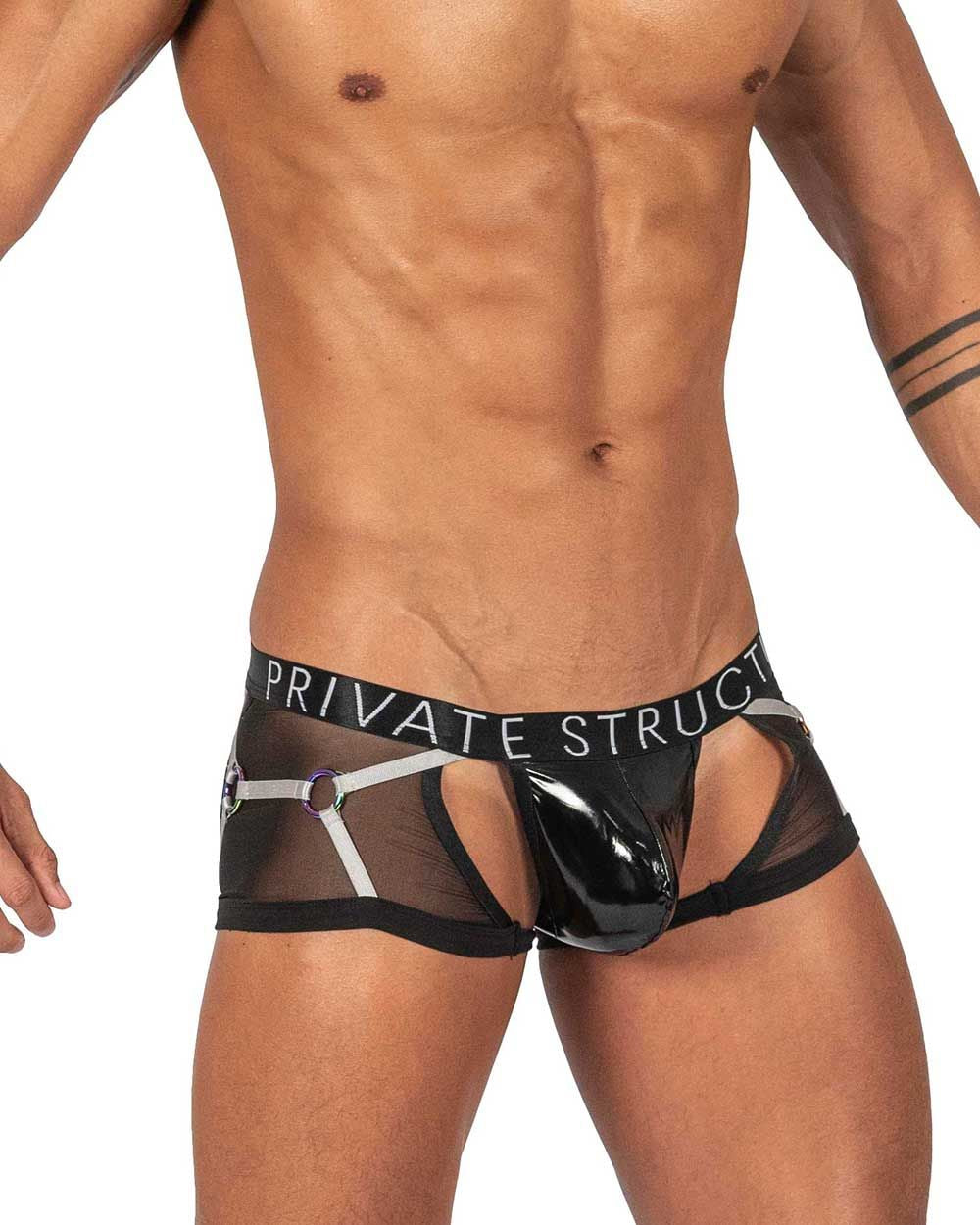 Private Structure LCUT4417 Alpha Low Waist Harness Trunks Black