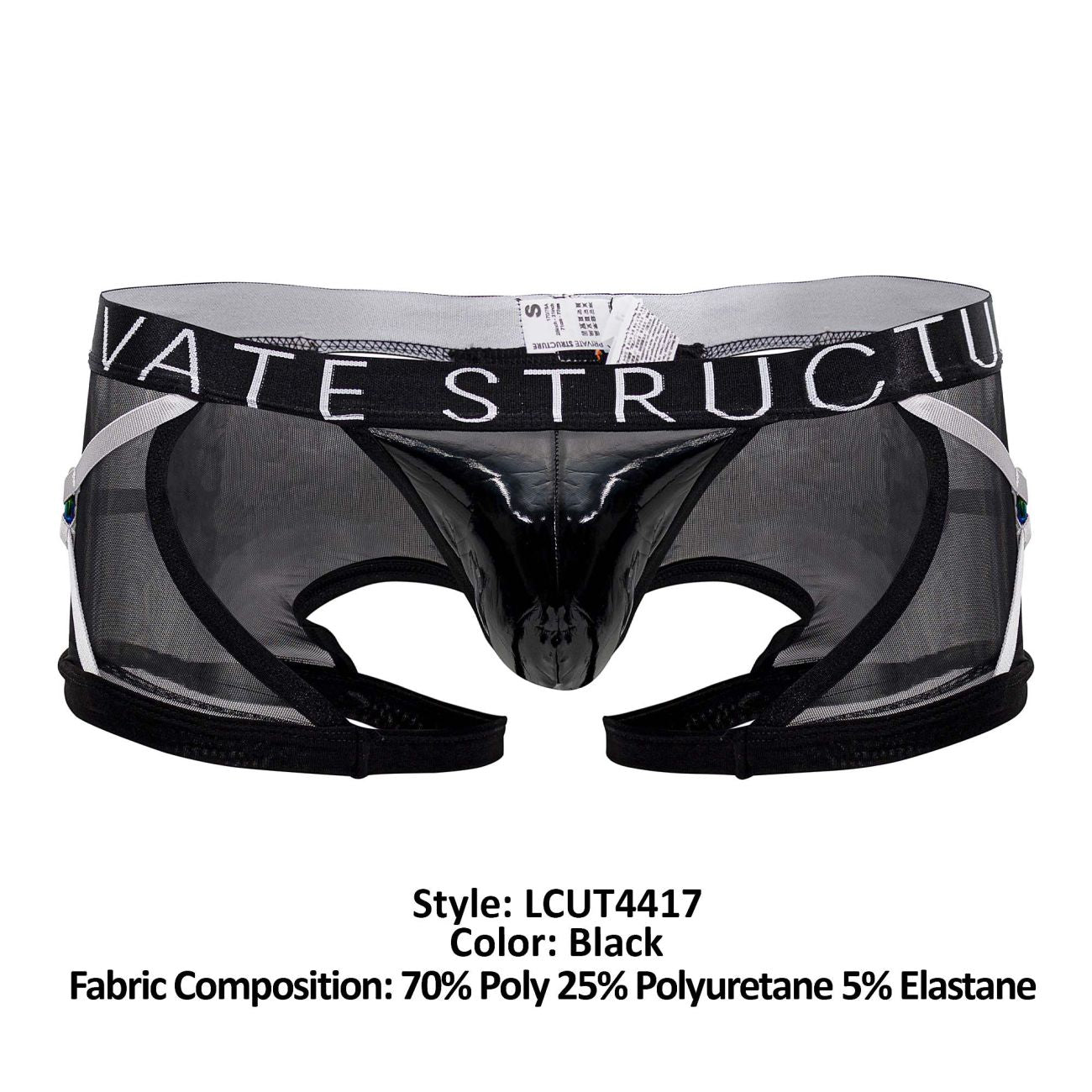 Private Structure LCUT4417 Alpha Low Waist Harness Trunks Black