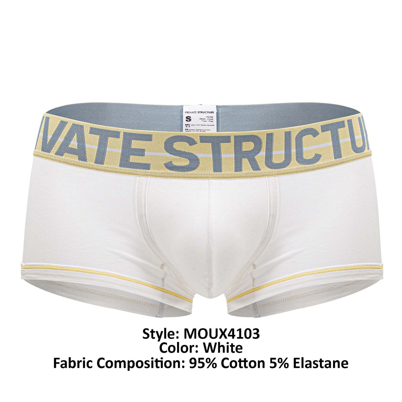 Private Structure MOUX4103 Mo Lite Mid Waist Trunks White