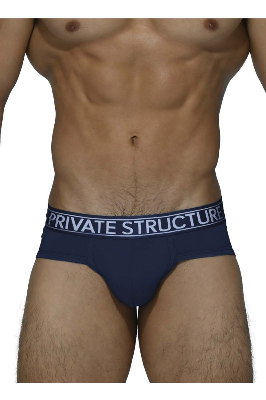 Private Structure PBUZ3748 Platinum Bamboo Contour Briefs Midnight Blue