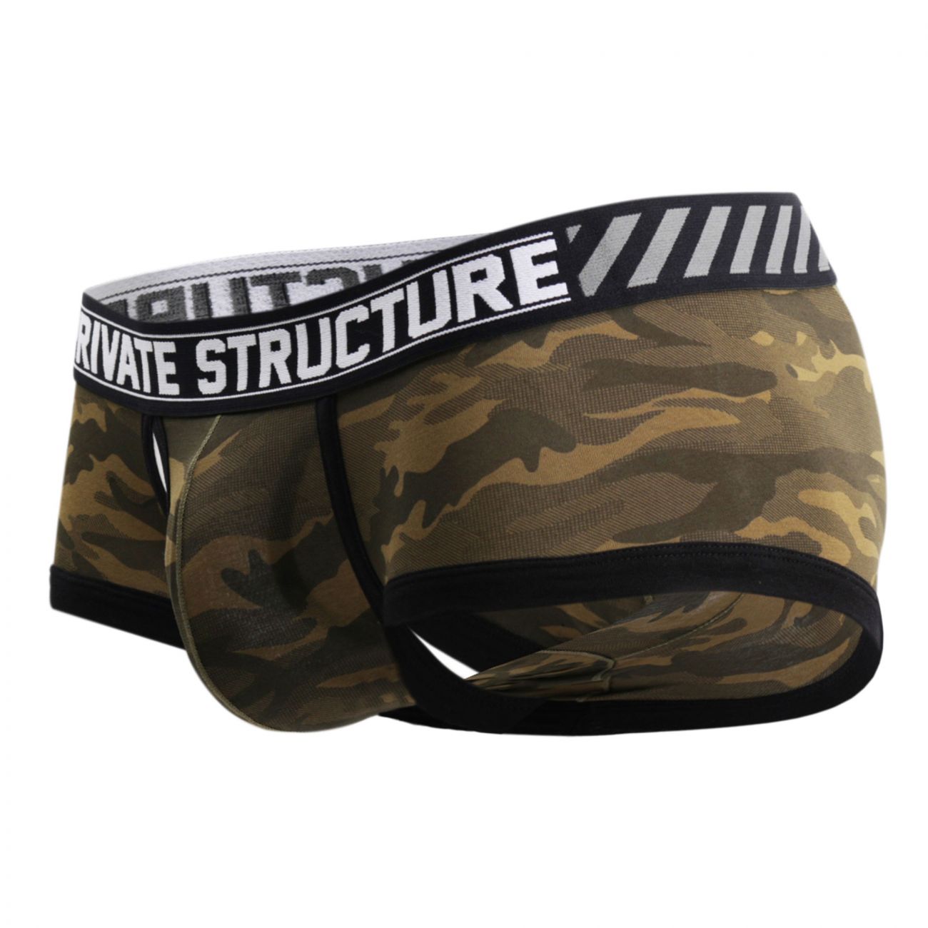 Private Structure SCUZ3781 Soho Camouflage Mesh-Fly Trunk Green Camo