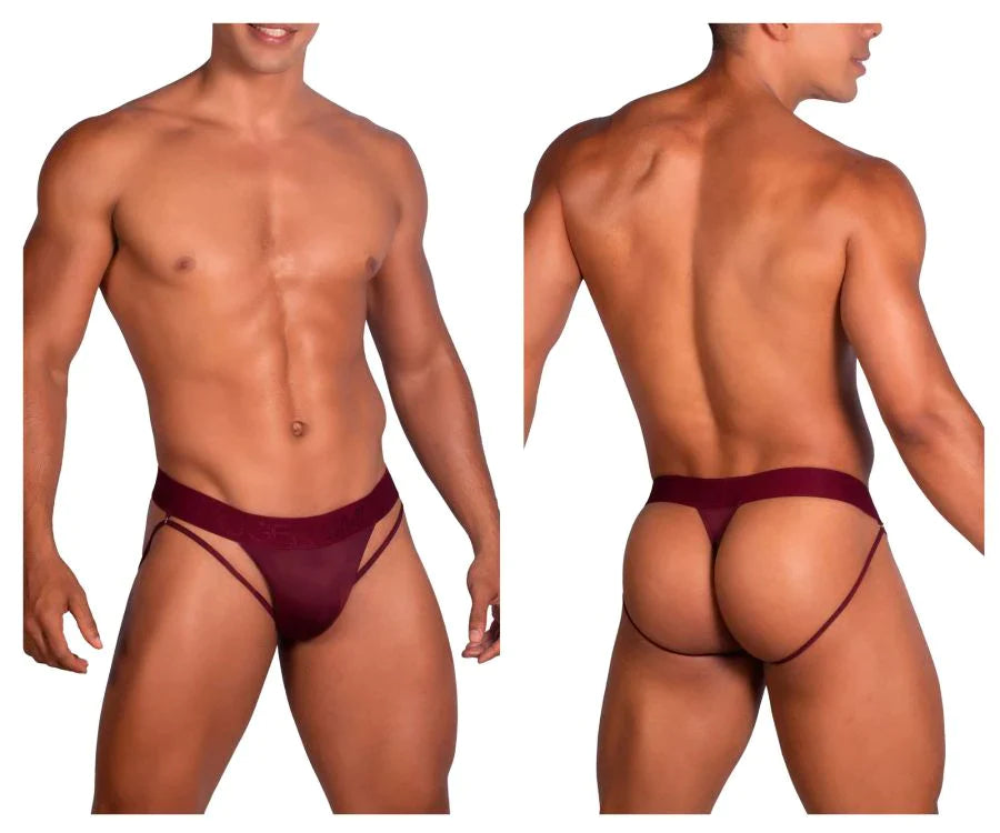 Roger Smuth RS077 Strap Pouch Thong Burgundy