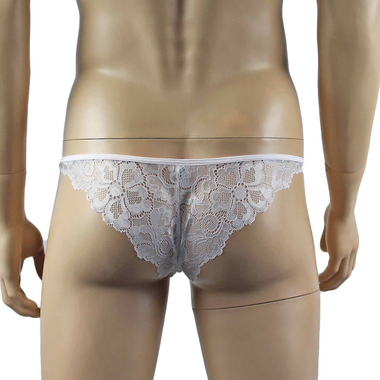 Mens Shiny Lace Bikini Brief Panty (white plus other colours)