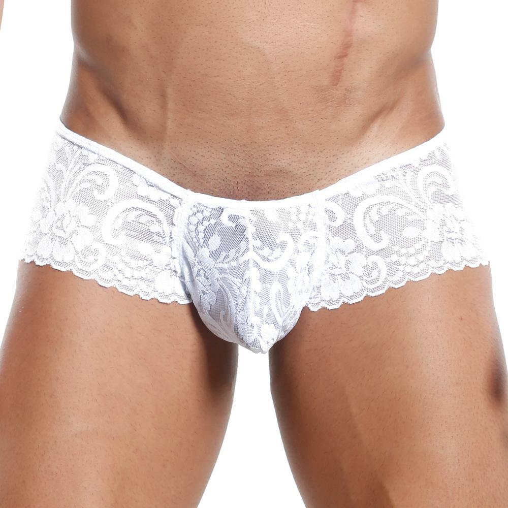 Secret Male Lacey Panty Brief for Men, Male Lingerie White