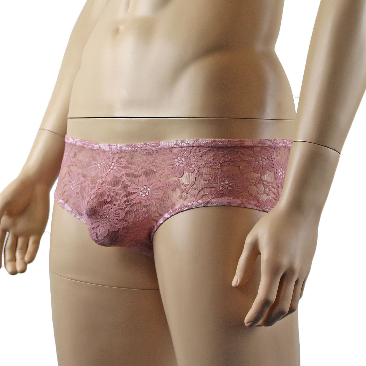 Mens Lingerie Stretch Lace  Male Panty Bikini Brief (dusty pink plus other colours)