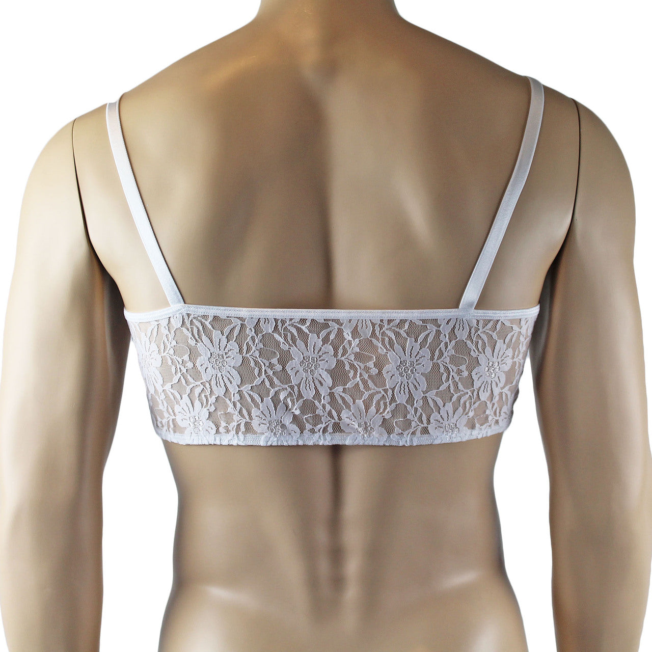 Mens Lace Crop Bra Top Camisole Male Lingerie (white plus other colours)