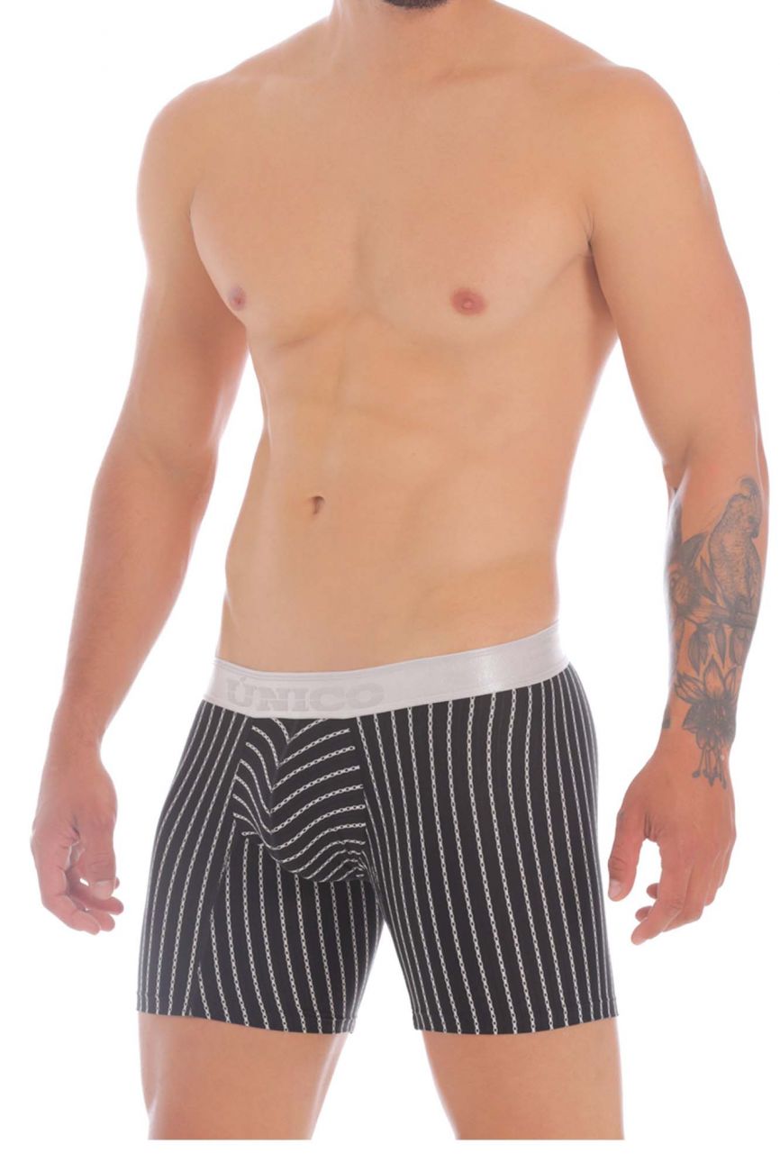 Unico 20070100222 Rush Boxer Briefs Black Printed