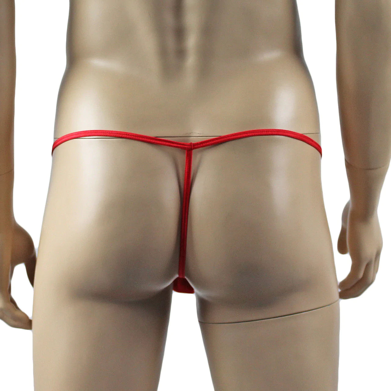 SALE - Mens Xmas Mesh Pouch G string with Sheer Christmas Decoration Bow Red