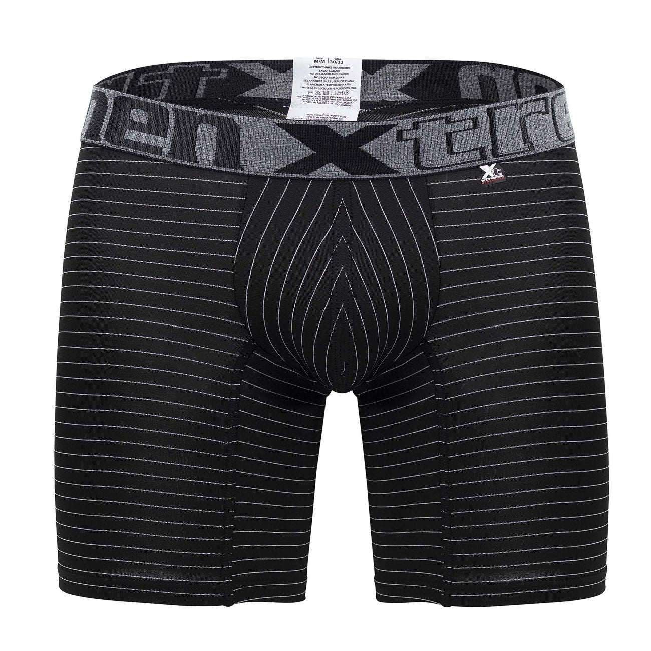 Xtremen 70004 Striped Boxer Briefs Black Plus Sizes