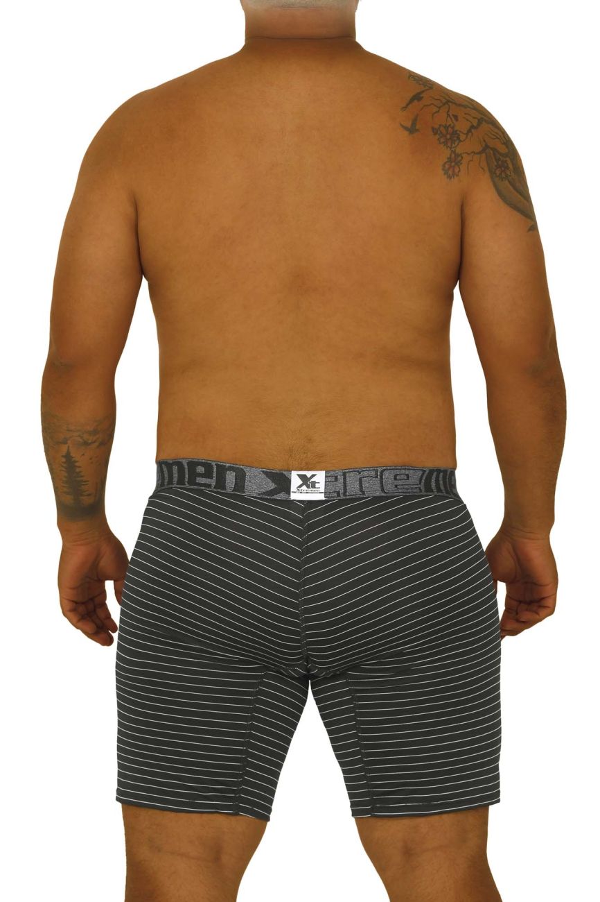 Xtremen 70004 Striped Boxer Briefs Black Plus Sizes