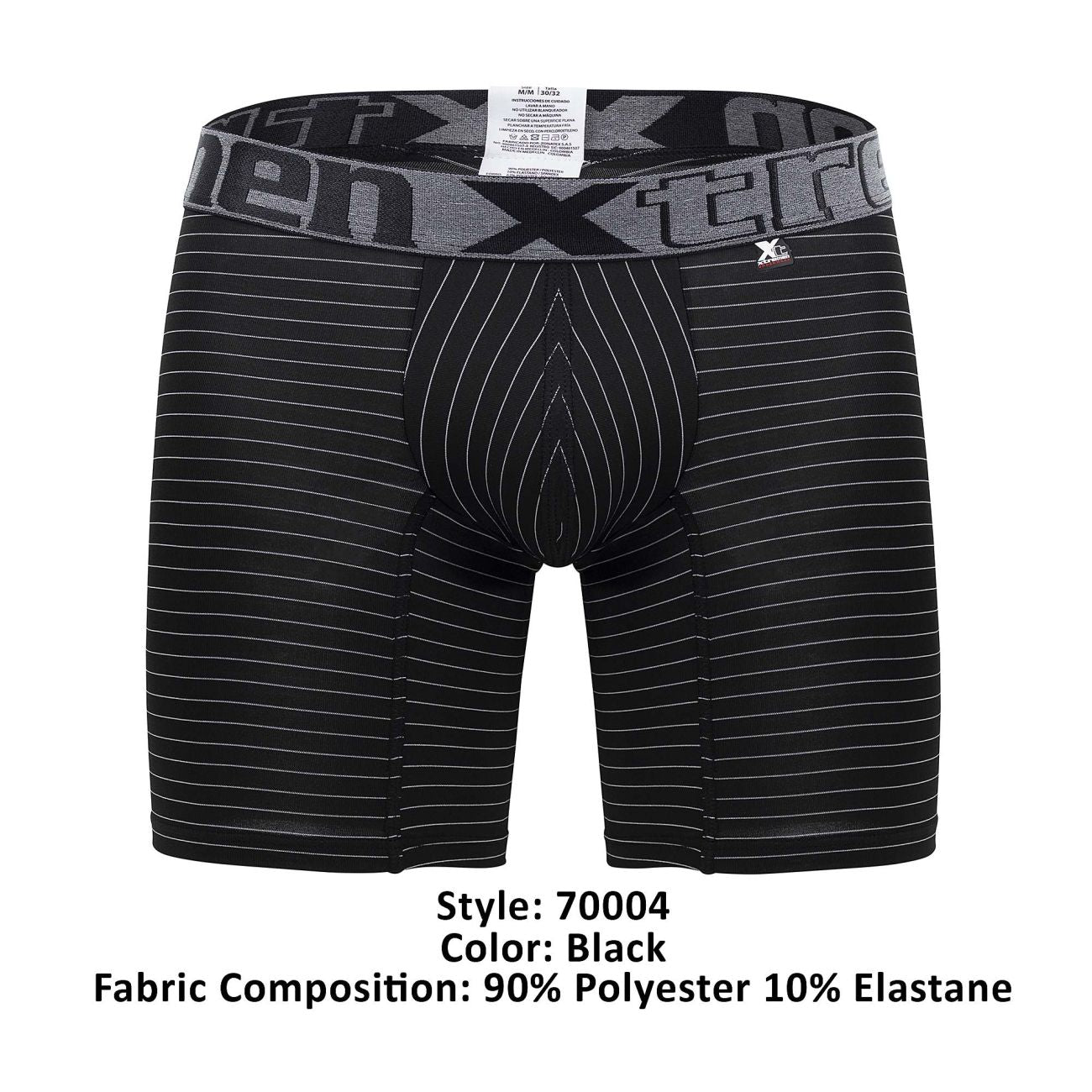 Xtremen 70004 Striped Boxer Briefs Black Plus Sizes