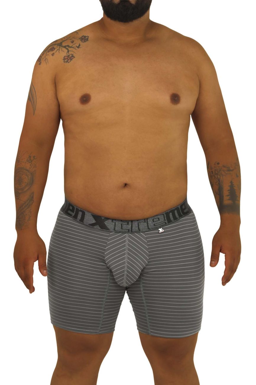 Xtremen 70004 Striped Boxer Briefs Gray Plus Sizes