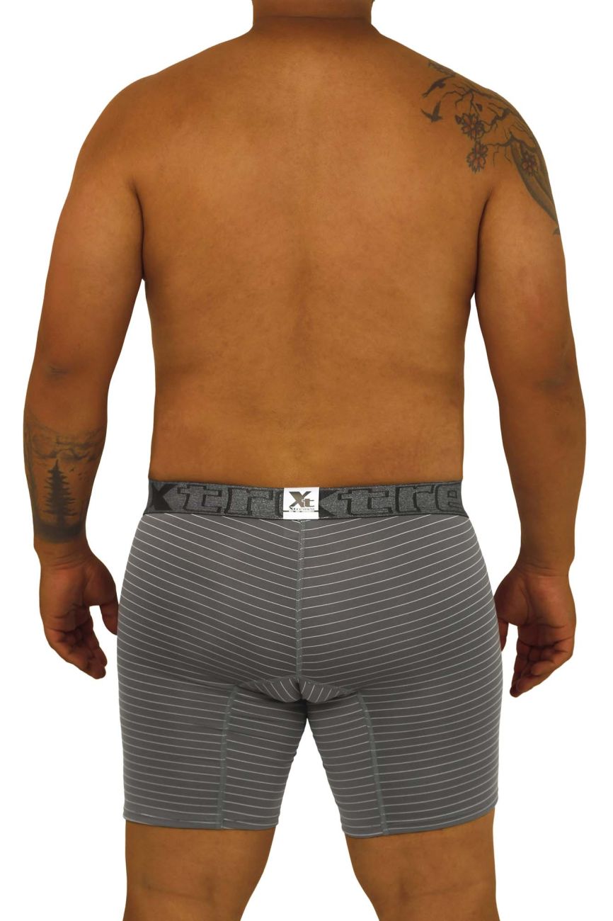 Xtremen 70004 Striped Boxer Briefs Gray Plus Sizes