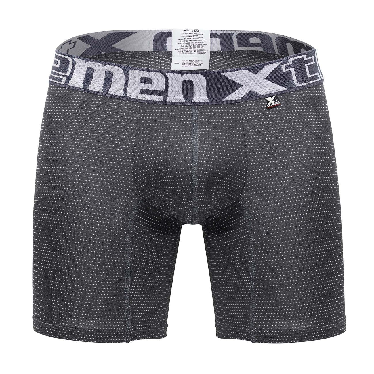 Xtremen 70005 Long Boxer Briefs Gray White Plus Sizes