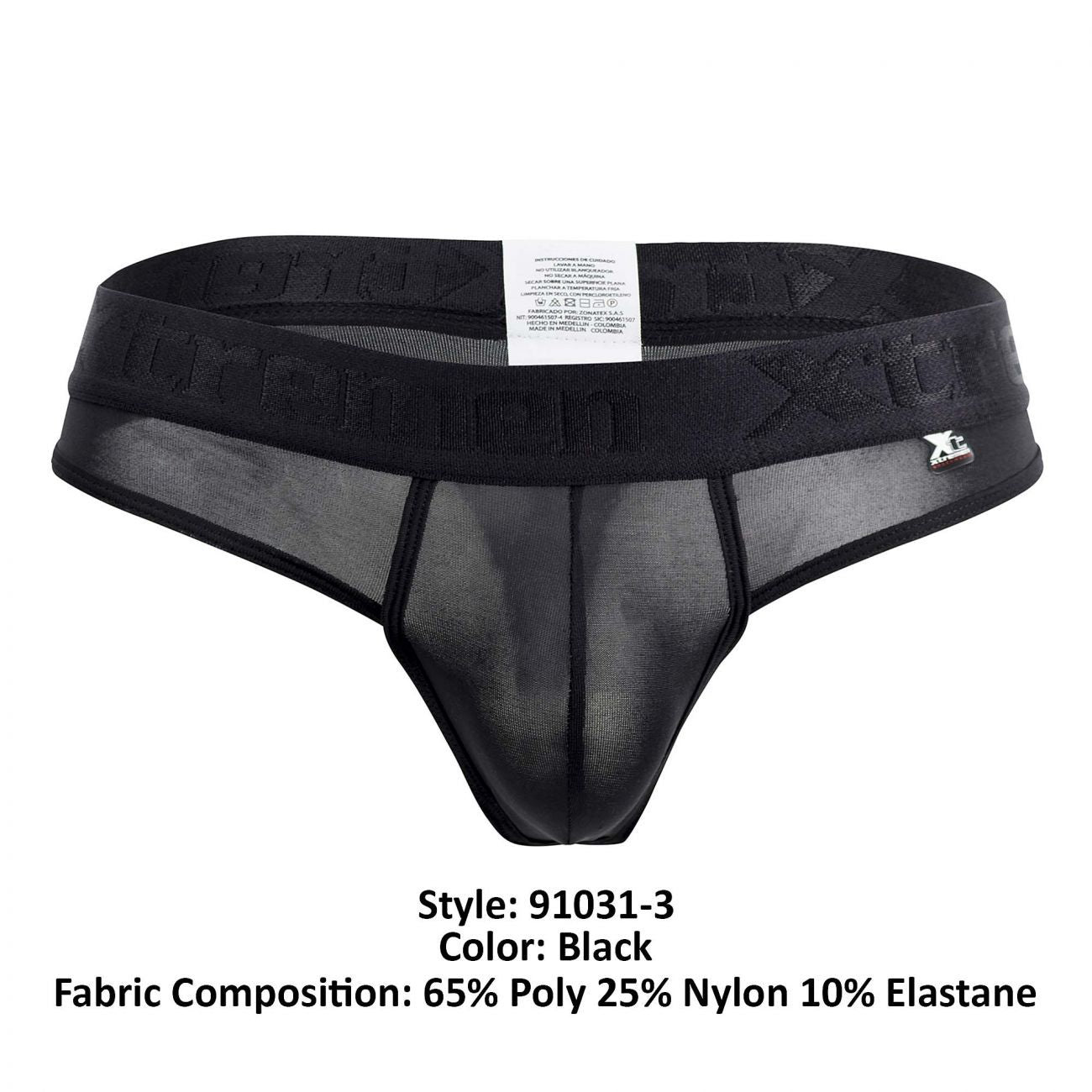 Xtremen 91031-3 3PK Piping Thongs Black White Gray - Size XL