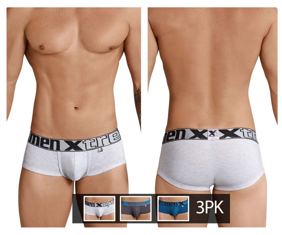 Xtremen 91034-3 3PK Trunks White-Gray-Blue