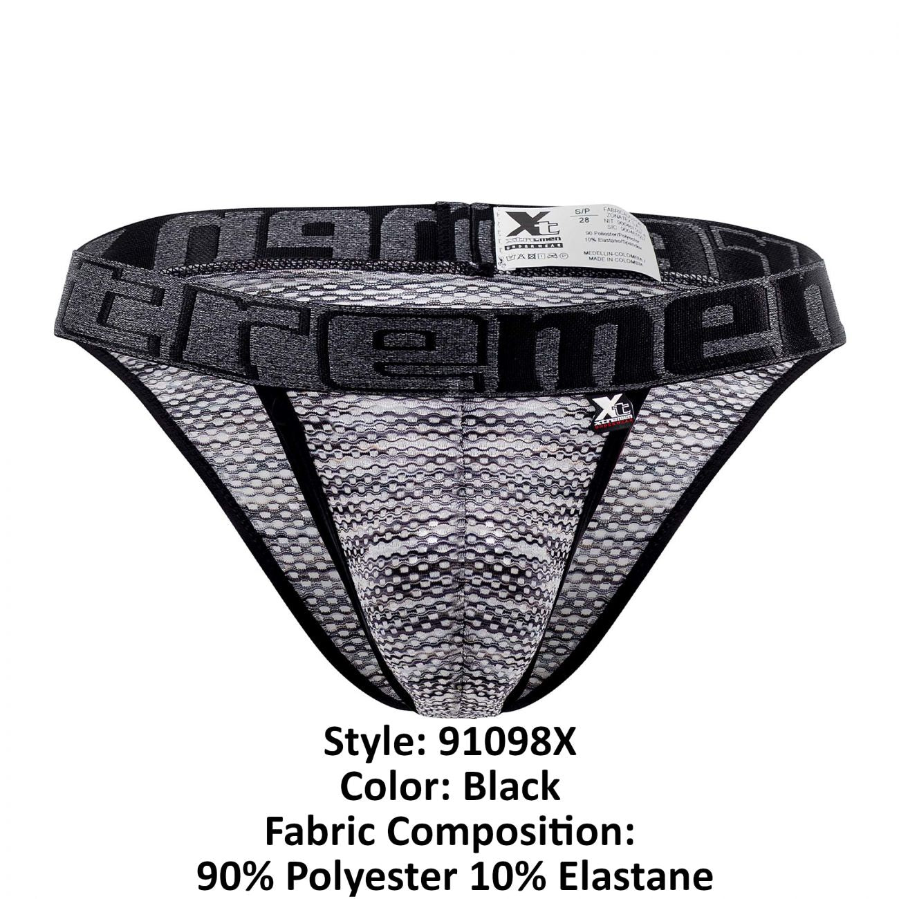 Xtremen 91098X Microfiber Mesh Bikini Black Plus Sizes