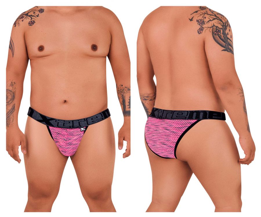 Xtremen 91098X Microfiber Mesh Bikini Pink Plus Sizes