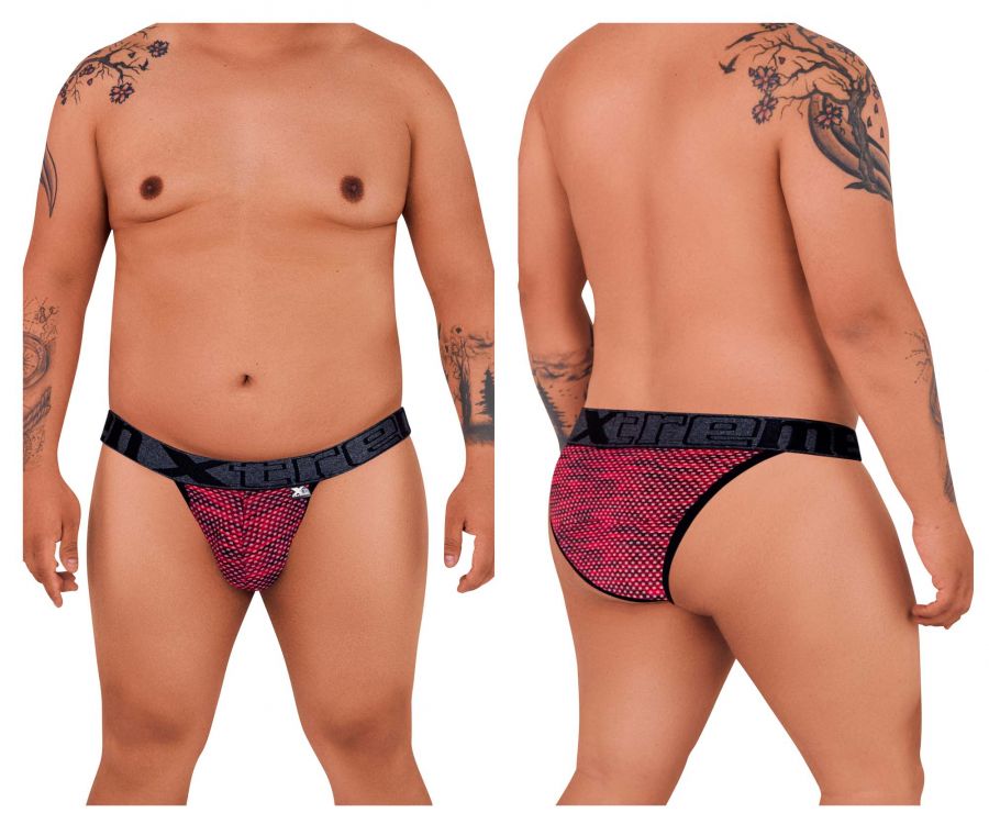 Xtremen 91098X Microfiber Mesh Bikini Red Plus Sizes