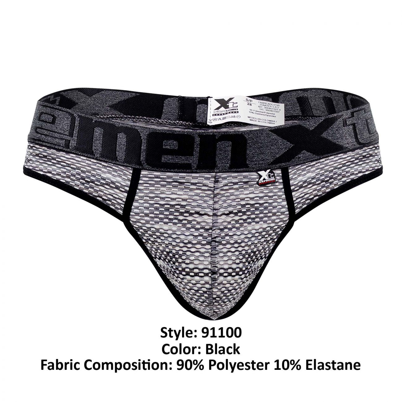 Xtremen 91100 Microfiber Mesh Thongs Black