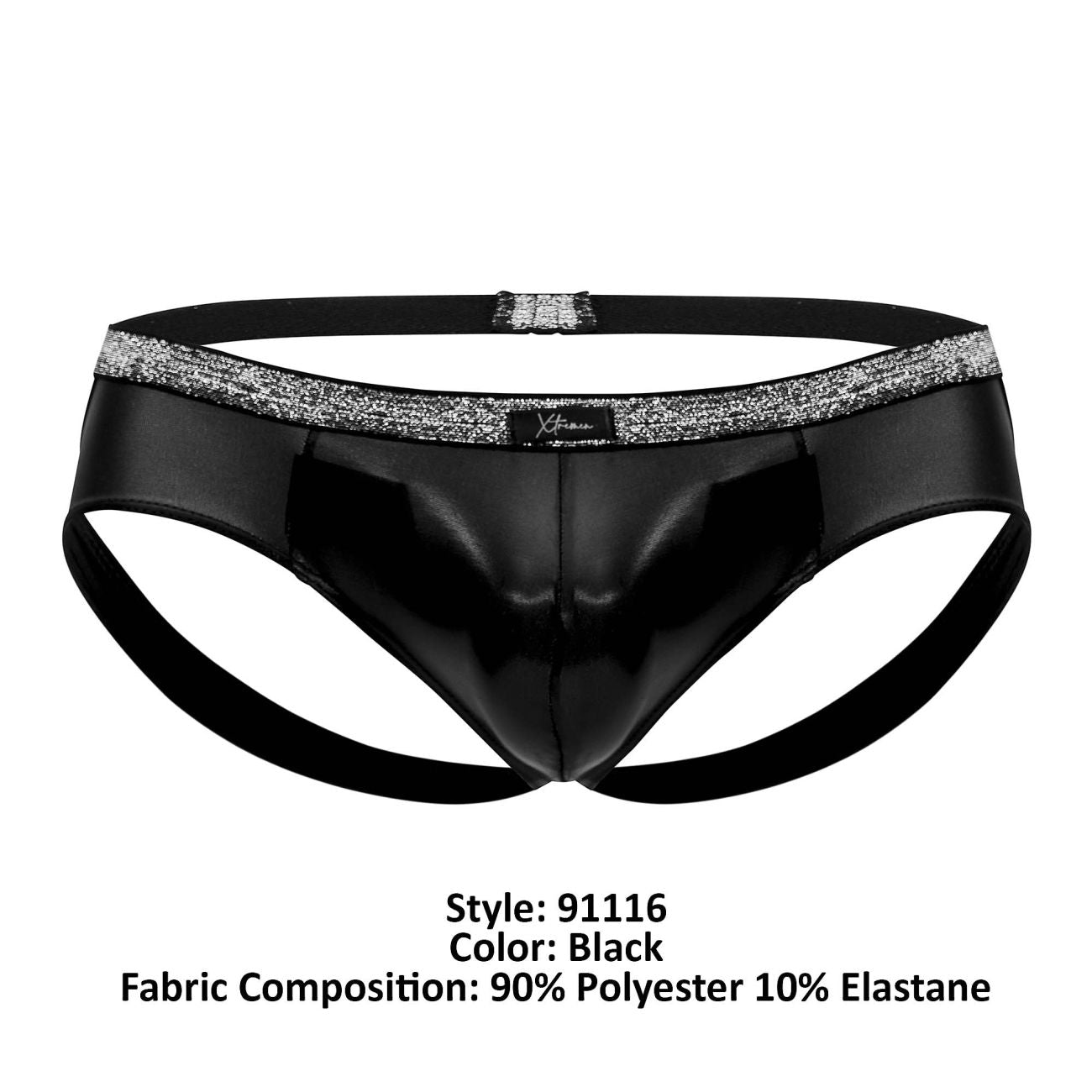 Xtremen 91116 Metallic Jockstrap Black