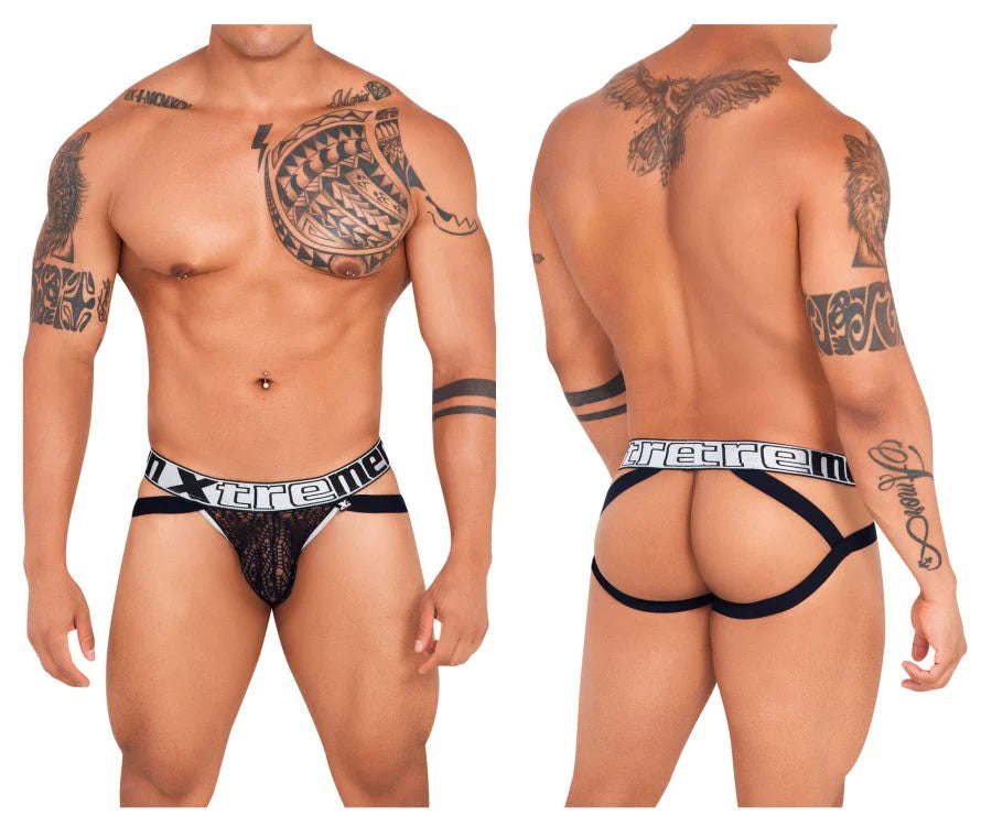 Xtremen 91118 Hot Lace Mesh Jockstrap Black