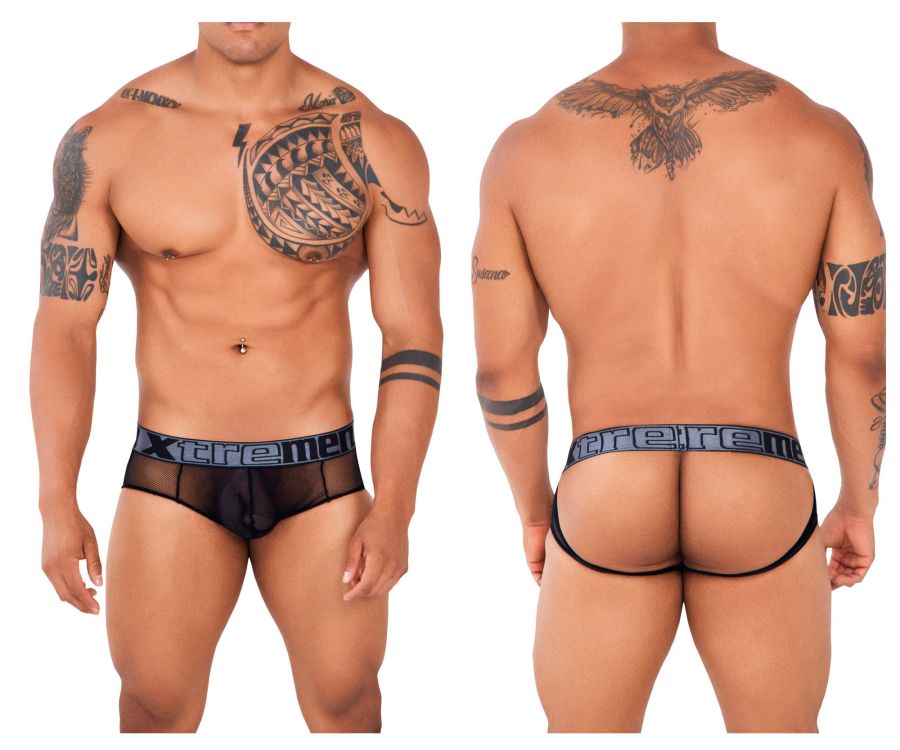 Xtremen 91124 Revealing Lace Jocks Black