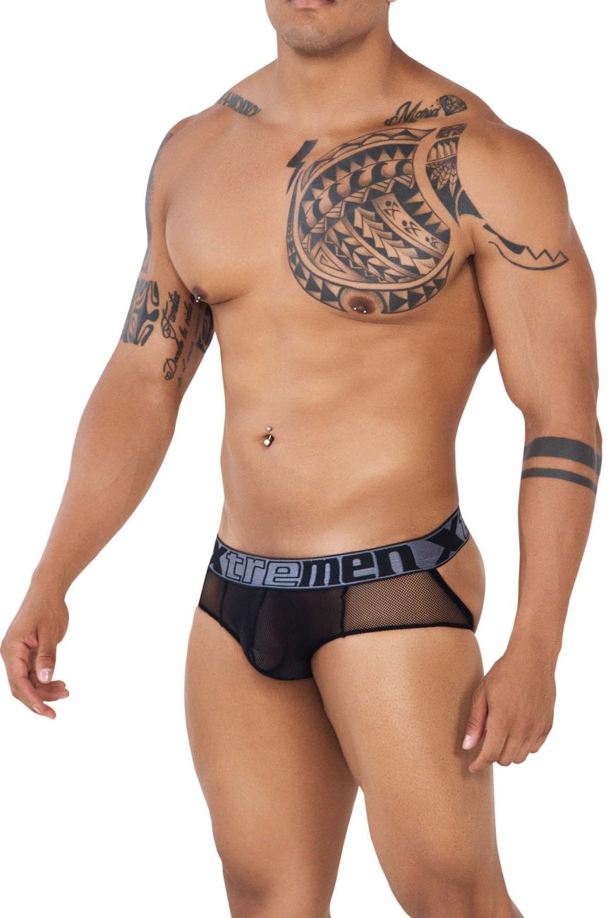Xtremen 91124 Revealing Lace Jocks Black