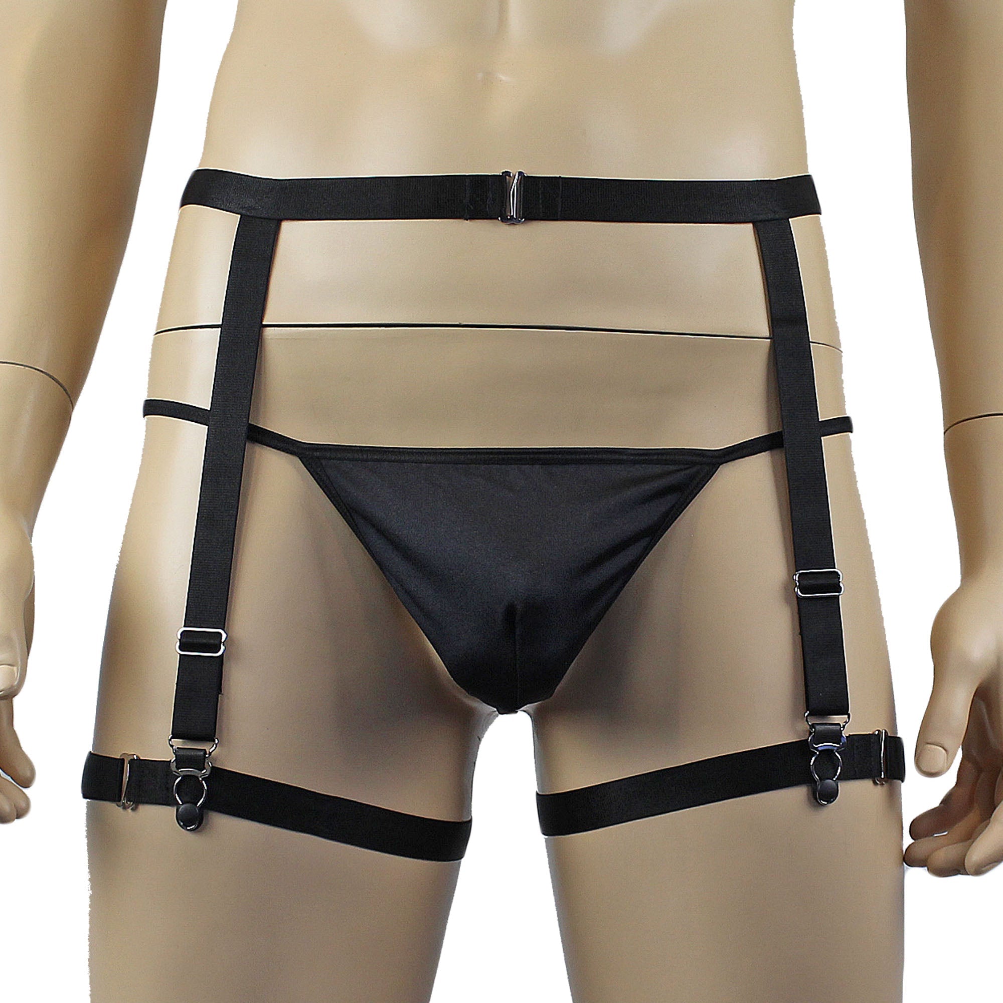 Unisex Zoe Garterbelt, Detachable Adjustable Leg Garters Black