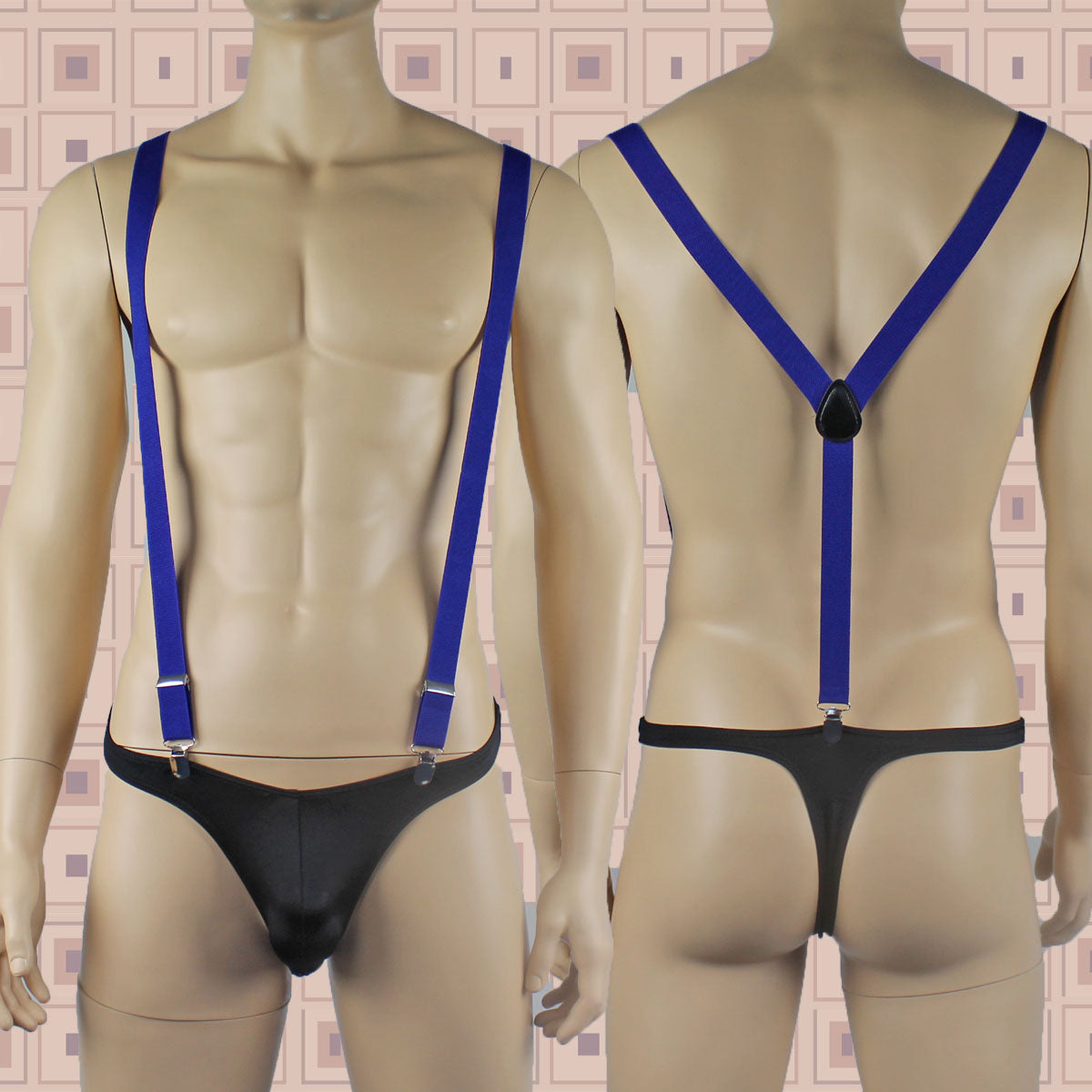 SALE - Stretch Elastic Clip on Suspender Braces Dark Blue
