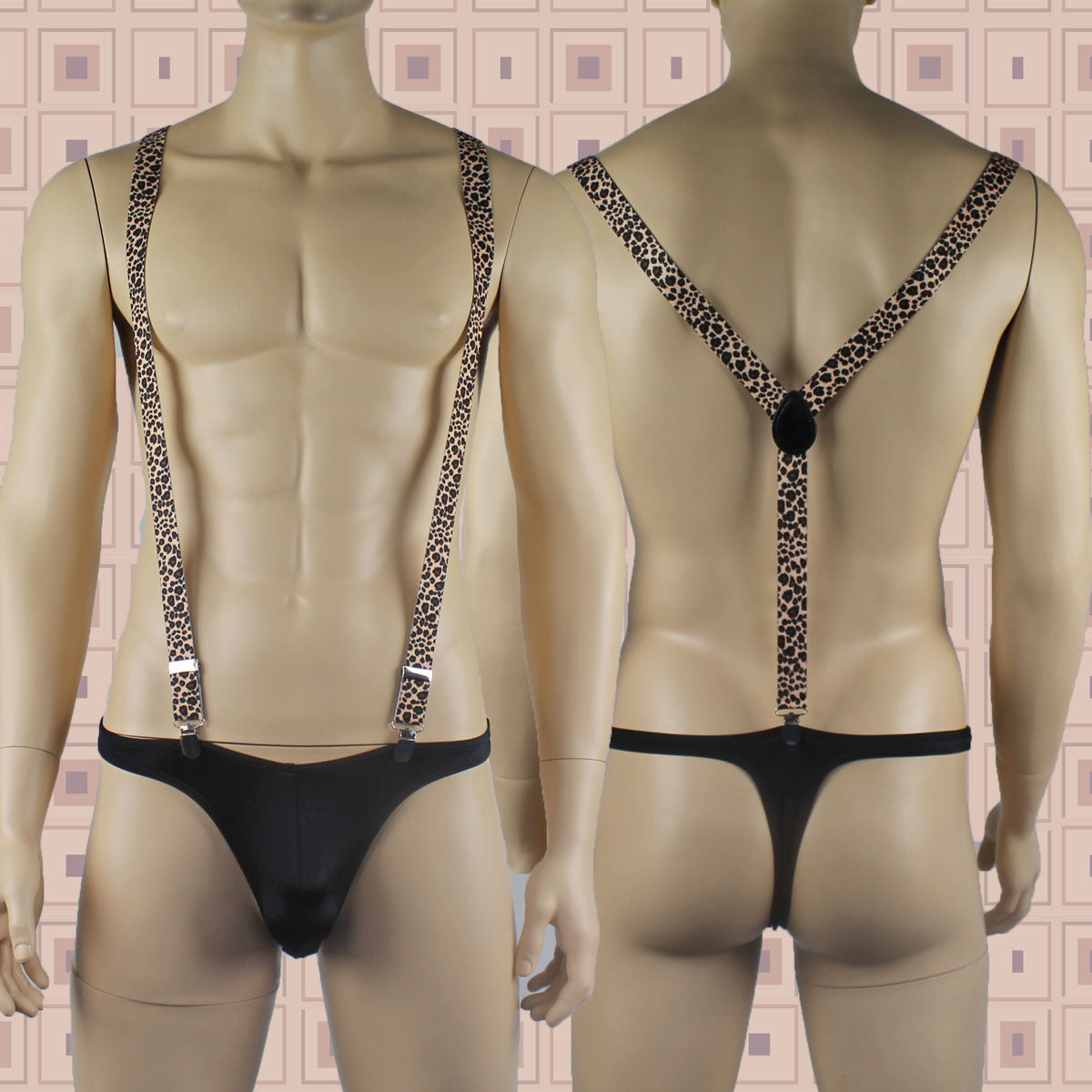 SALE - Stretch Elastic Clip on Suspender Braces Leopard