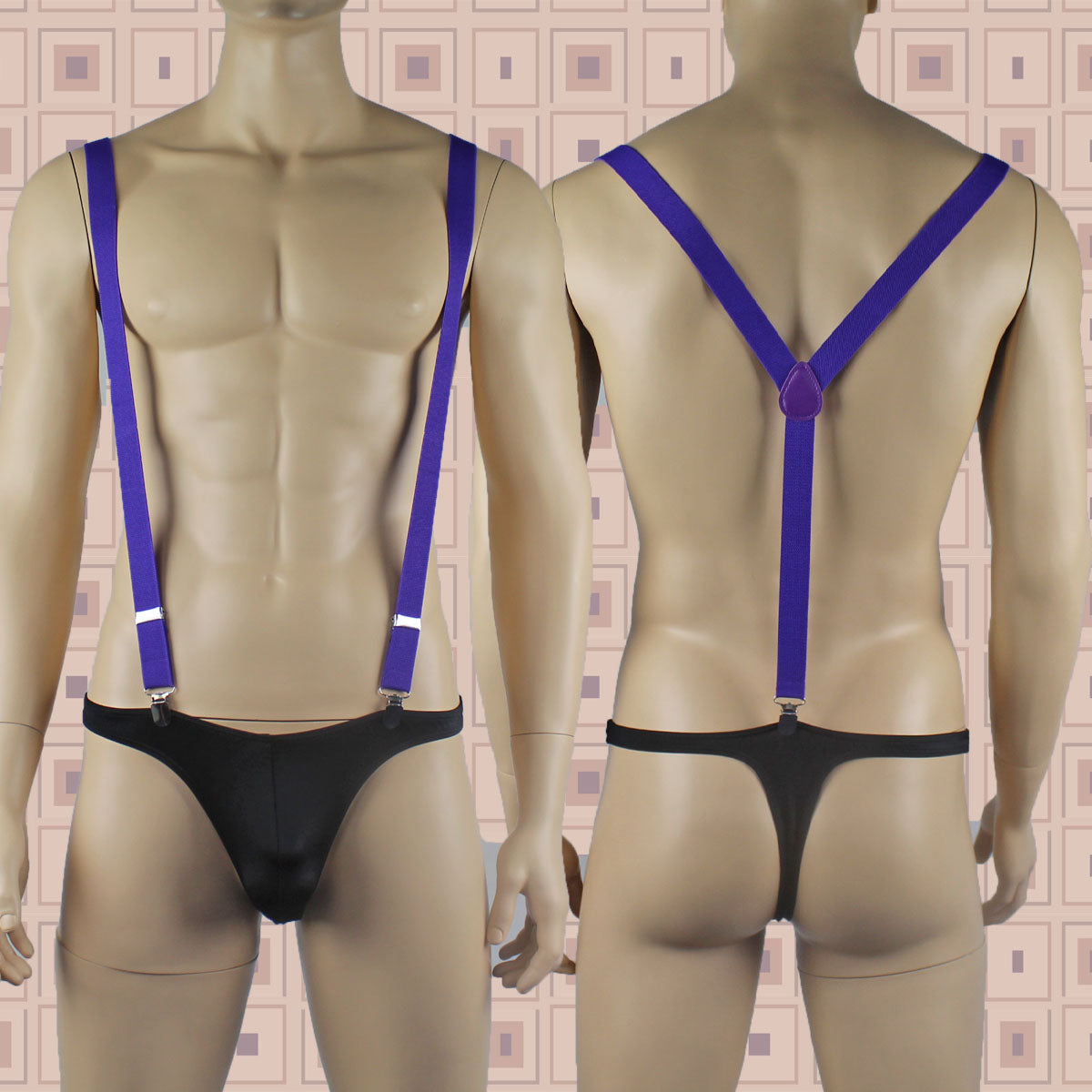 SALE - Stretch Elastic Clip on Suspender Braces Purple