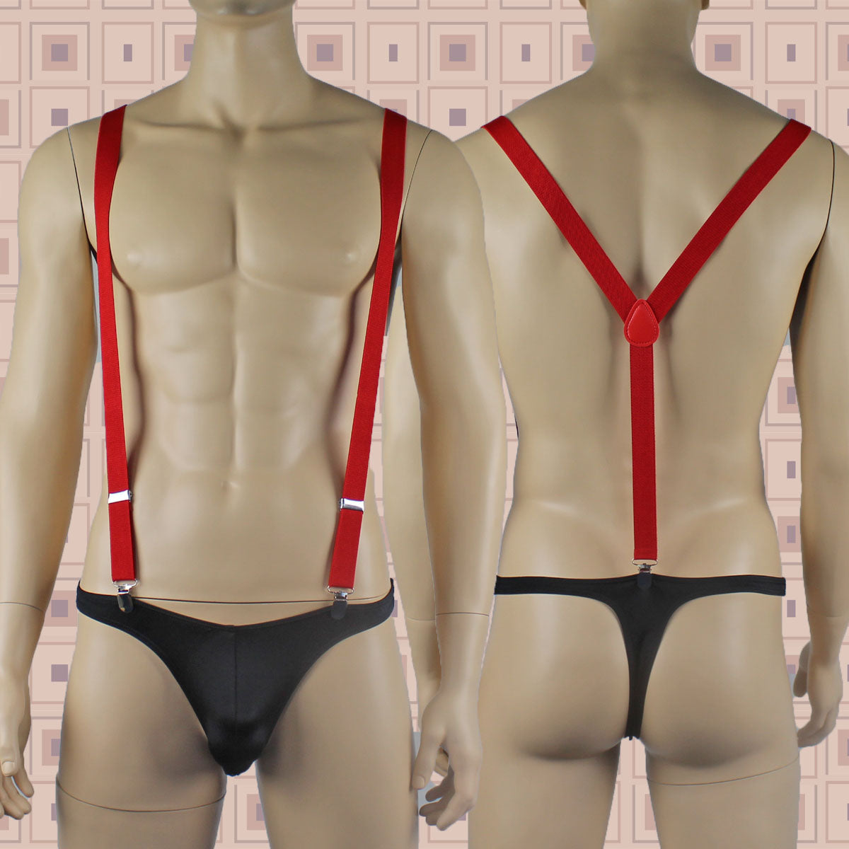SALE - Stretch Elastic Clip on Suspender Braces Red