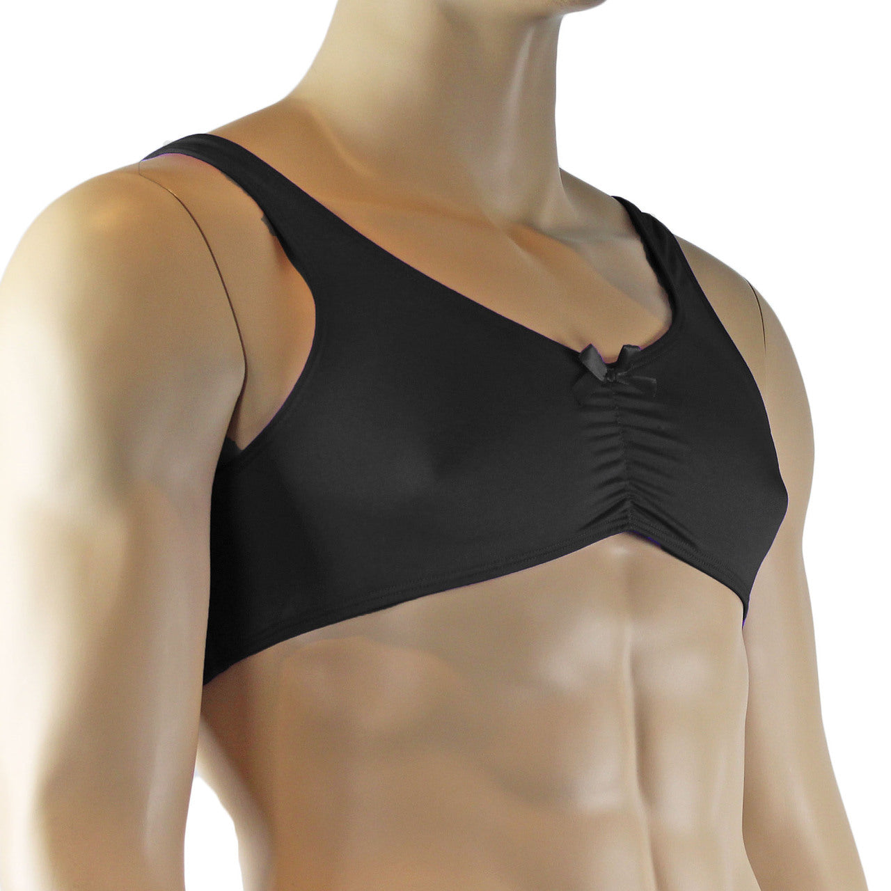 Male Stretch Lycra Bra Top with Bow (black plus other colours)