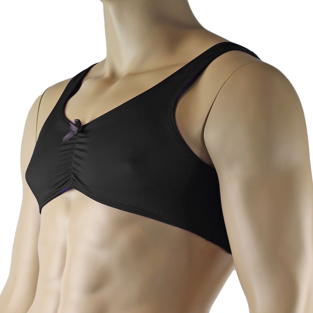 Male Stretch Lycra Bra Top with Bow (black plus other colours)