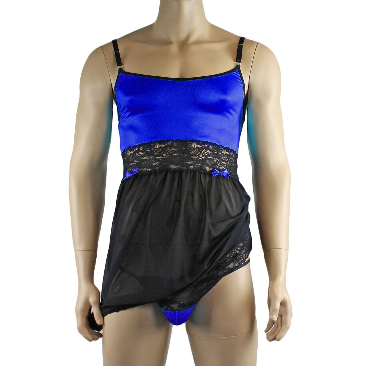 Mens Sexy Lingerie Nightwear Chemise with G string (blue plus other colours)