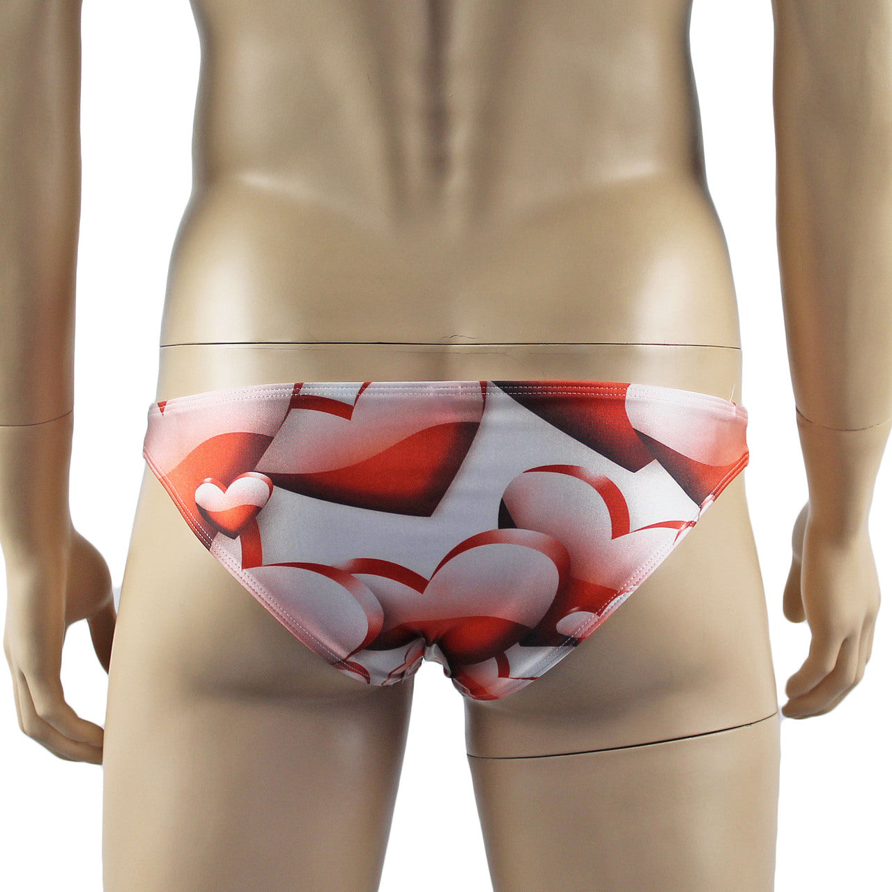 Male Lingerie Heart Print Bikini Brief with Sexy Back