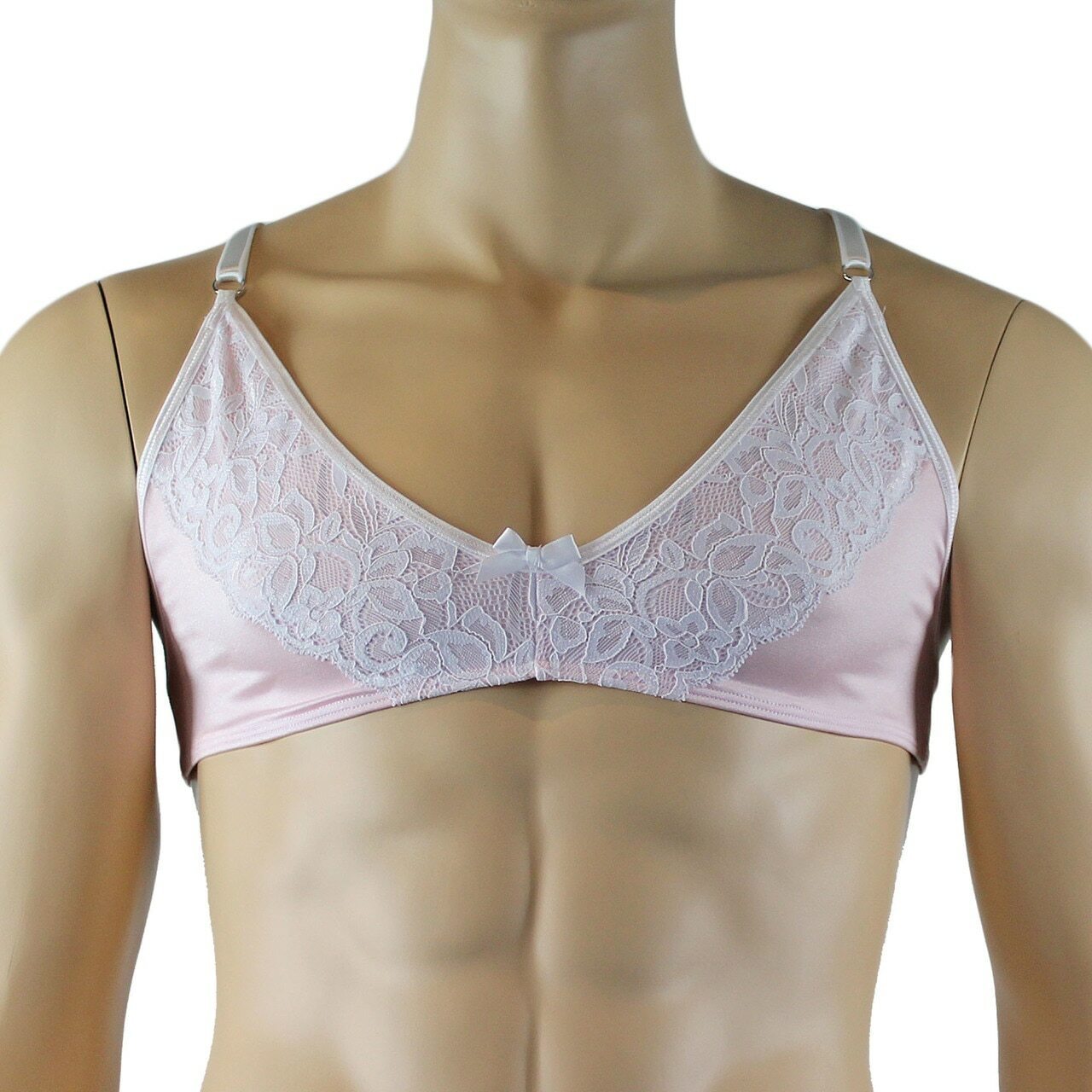 Mens Isabel Bra Top and Bikini Brief Male Lingerie (peach and white plus other colours)